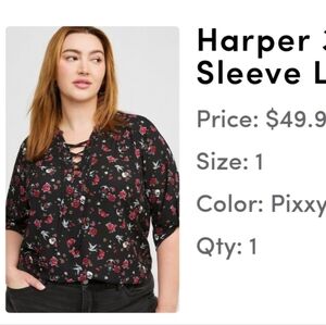 Torrid Black Floral Blouse